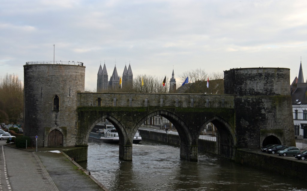 The five towers, seen from the Pont des Trous Bridge.