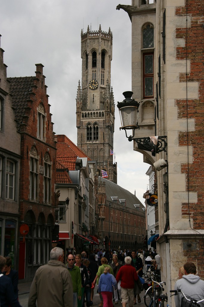 The belfry, as seen from a neighbouring street.