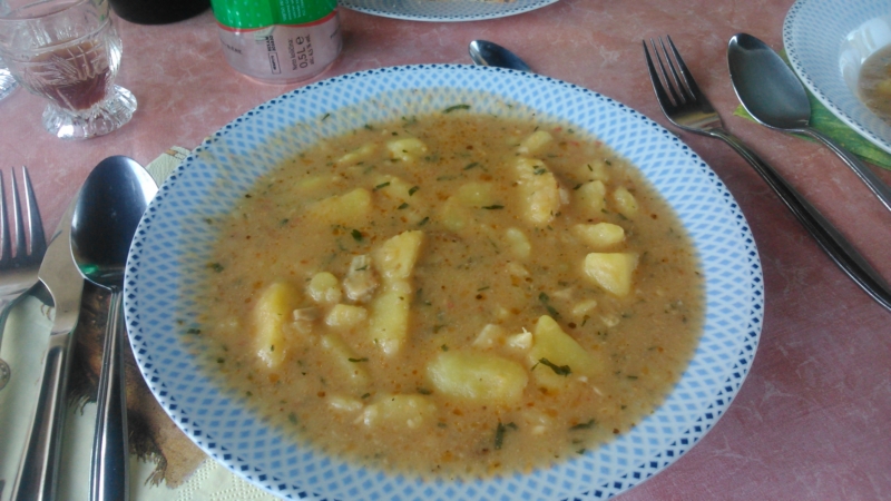 Mojca's mushroom soup, one of the many tasty Slovenian dishes we tried there.