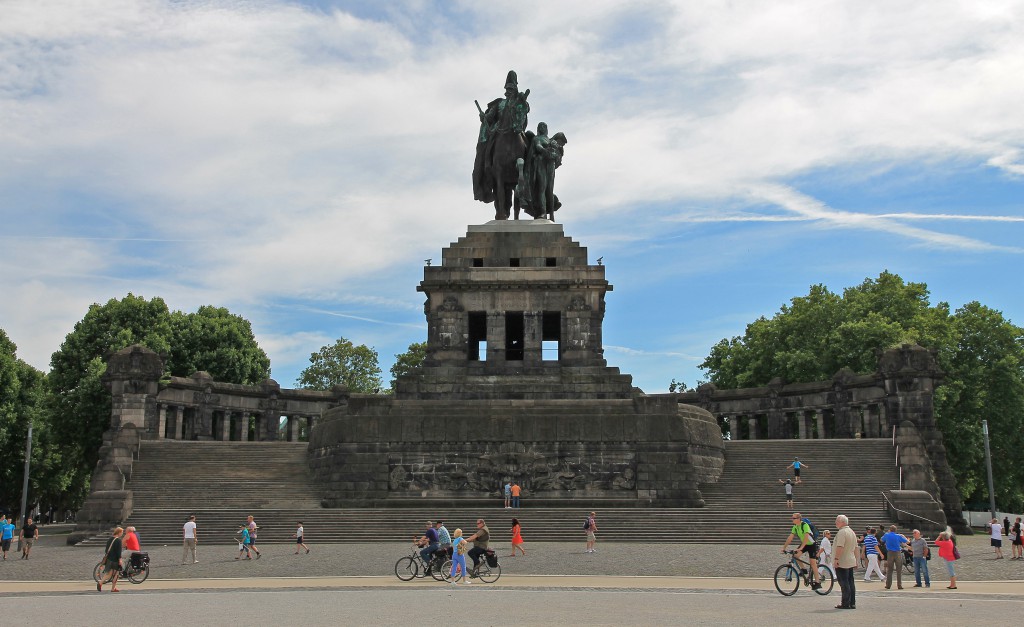 The giant equestrian statue of Wilhelm I at the Deutsches Eck, where Rhine and Moselle converge.