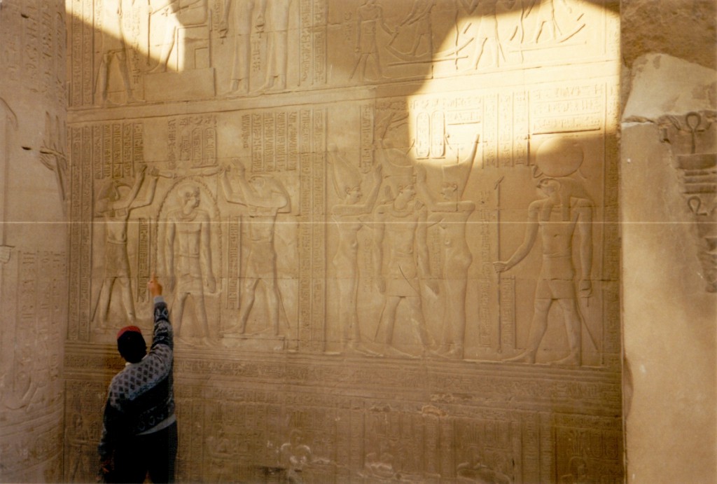 Our guide explaining the meaning of the hieroglyphs.