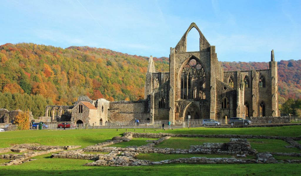 Tintern Abbey against a backdrop of the Monmouthshire hills...