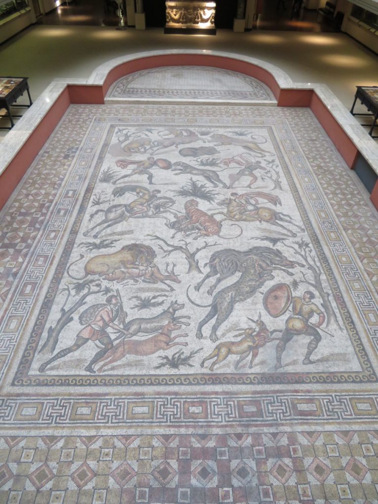 Roman mosaic depicting a hunting scene from Apamea, Syria.