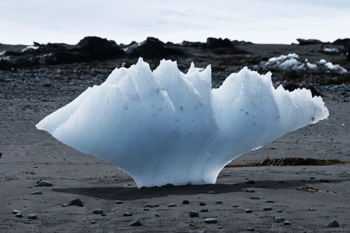 Weird ice sculpture on the beach.